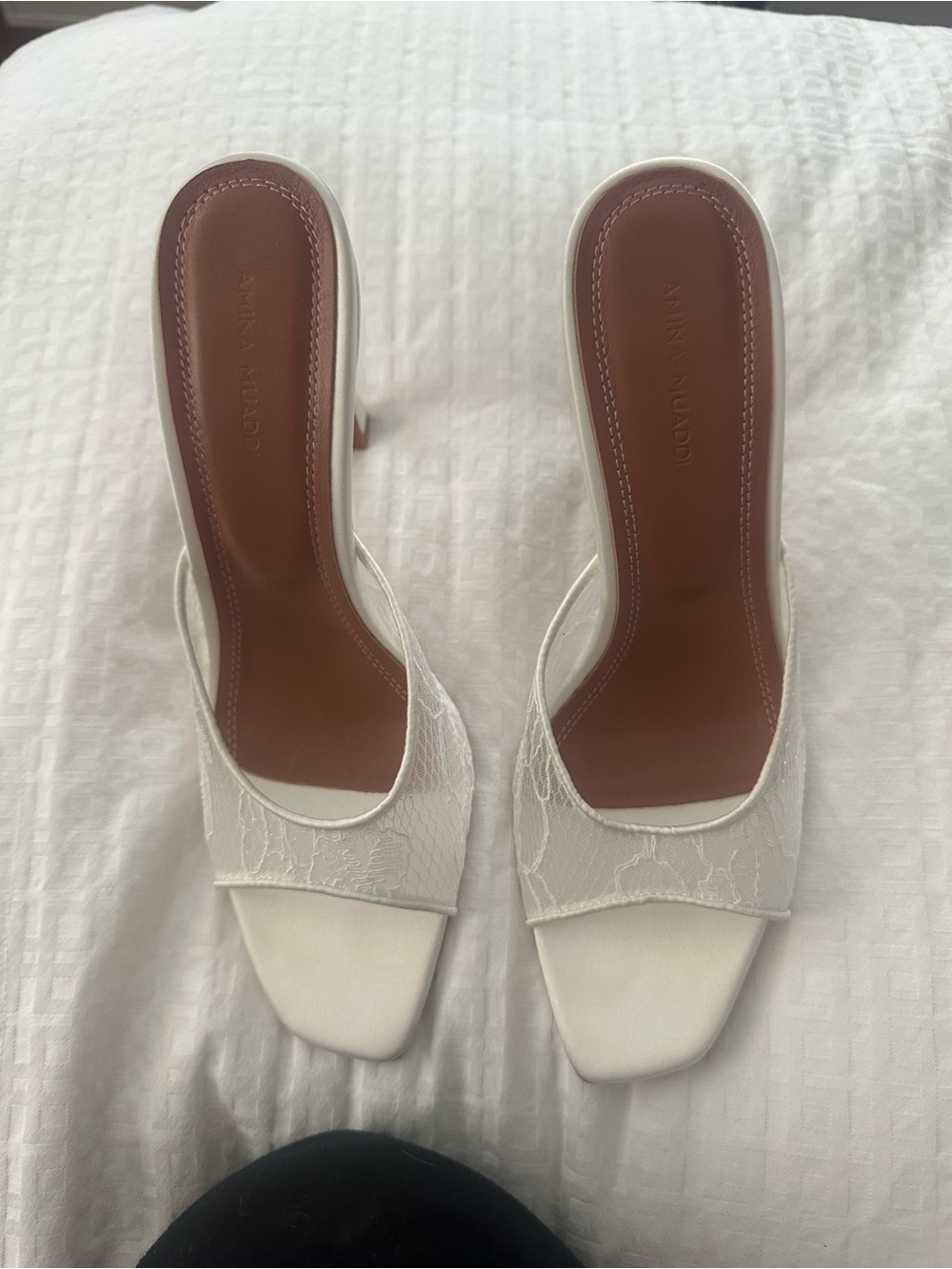 Amina Muaddi Alexa Lace Stiletto Mule Sandals
Size 38